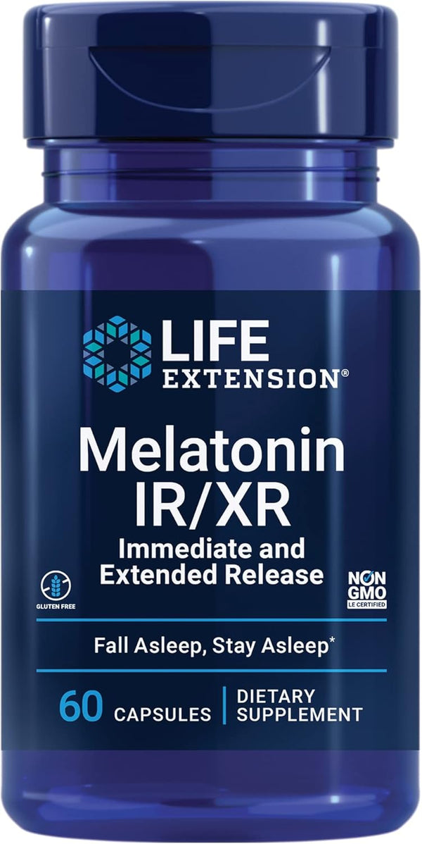 Life Extension Melatonin IR/XR, 1.5 mg, immediate- and Extended-Release Formula for Optimal Sleep Support 60 Capsules