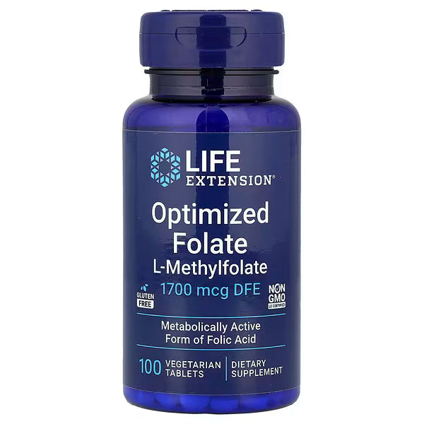 Life Extension, Optimized Folate, 1,700 mcg DFE, 100 Vegetarian Tablets