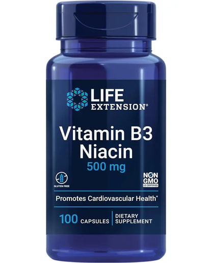 Life Extension Vitamin B3 Niacin 500 mg – Niacin (Vitamin B3) – 100 Capsules