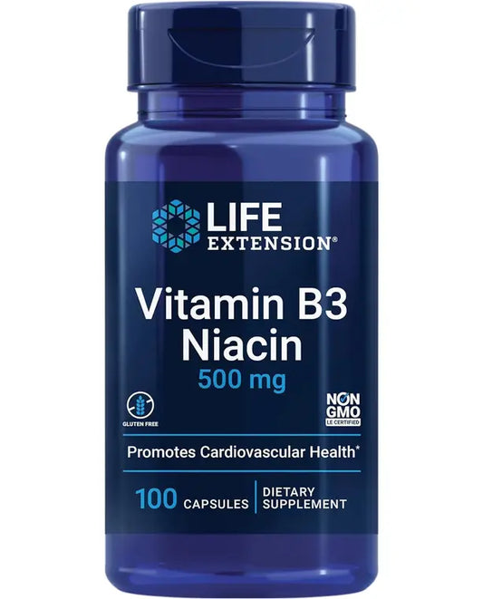 Life Extension Vitamin B3 Niacin 500 mg – Niacin (Vitamin B3) – 100 Capsules