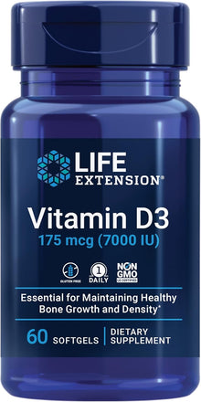 Life Extension Vitamin D3 175 mcg (7000 IU), 60 softgels