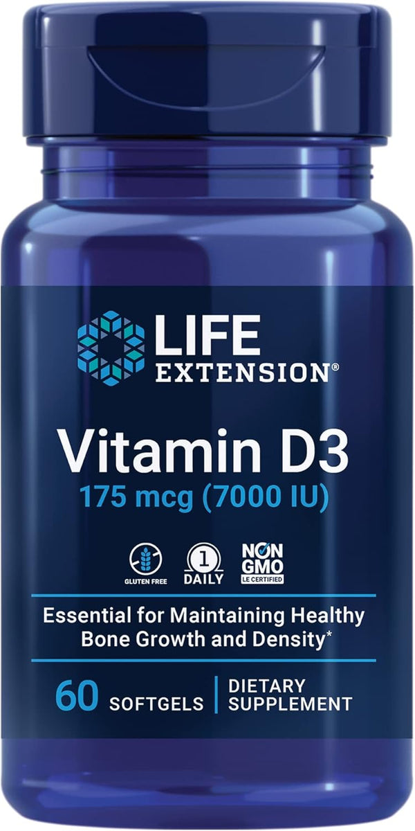Life Extension Vitamin D3 175 mcg (7000 IU), 60 softgels