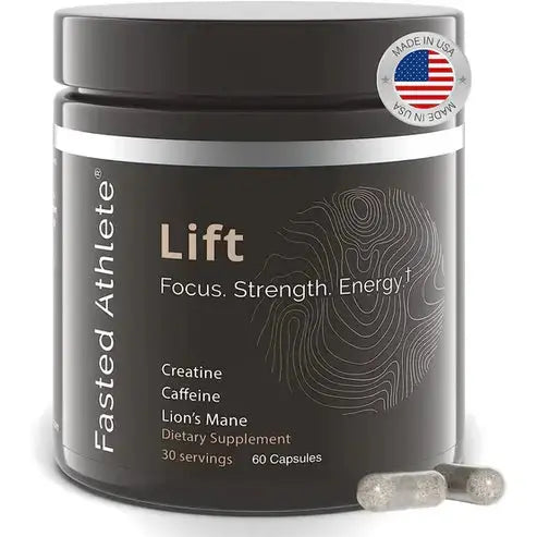 Lift – Daily Energy Supplement, Organic Lions Mane Mushroom for Focus and Sustained Energy + Creatine Monohydrate for Workout Strength and Lean Muscle, 60 Count
