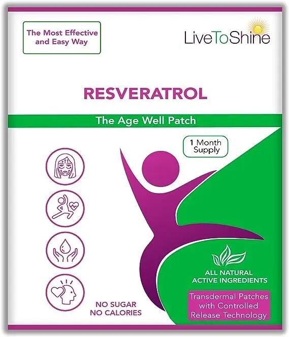 Live To Shine Resveratrol Patches - 30 Transdermal Patches - USA Made - One Month Supply
