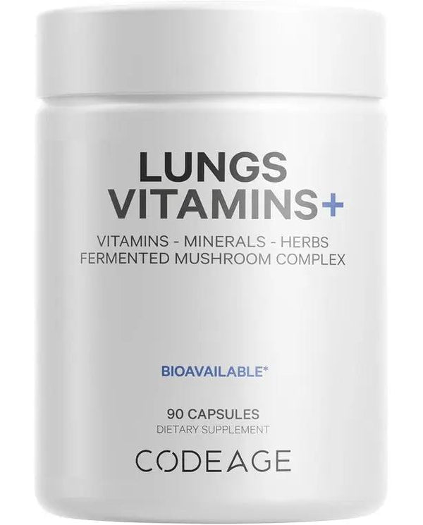 Lungs Vitamins, A, C, D, E, B6, Milk Thistle Lung Supplement, Zinc & Magnesium, Cordyceps, Reishi, Ginger, Peppermint Leaf Organic Herbs Cleanse, Breathing, Respiration - Non-GMO - 90 Capsules
