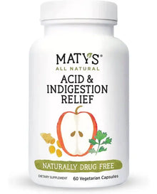 MATY'S Acid& Indigestion Relief Capsules Safe & Effective, All Natural Heartburn Antacid Alternative Made with Apple Cider Vinegar, Ginger & Turmeric 60 Count (30 Servings)
