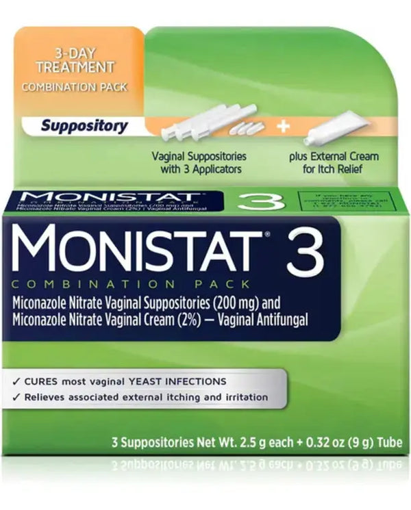 MONISTAT-Day Yeast Infection Treatment Suppositories + Itch Relief Cream, 3 Piece Set
