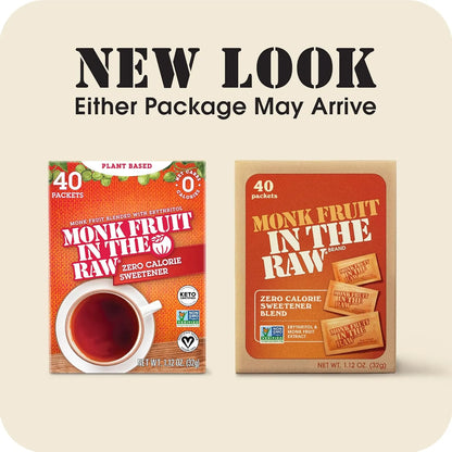MONK FRUIT IN THE RAW, Natural Monk Fruit Sweetener, 40 Count