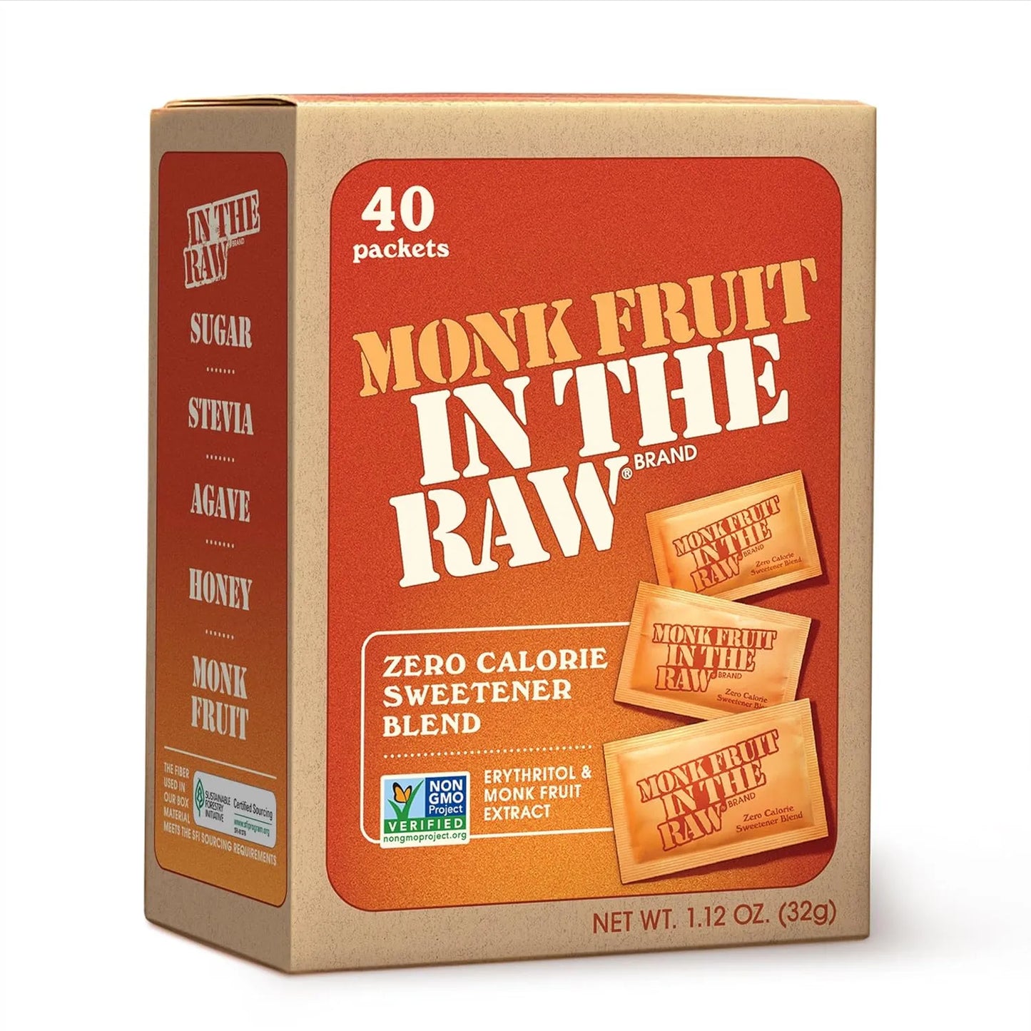 MONK FRUIT IN THE RAW, Natural Monk Fruit Sweetener, 40 Count
