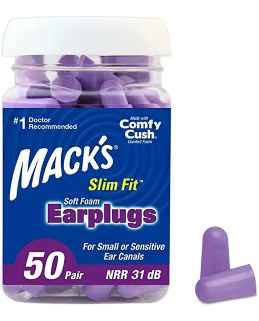 Mack's Slim Fit Soft Foam Earplugs, 50 Pair - Small Ear Plugs for Sleeping, Snoring, Traveling, Concerts, Shooting Sports & Power Tools
