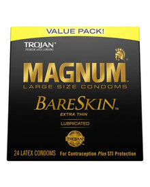 Magnum BareSkin Premium Large Condoms, Comfortable and Smooth Lubricated Condoms for Men, America's Number One Condom, 24 Count Value Pack
