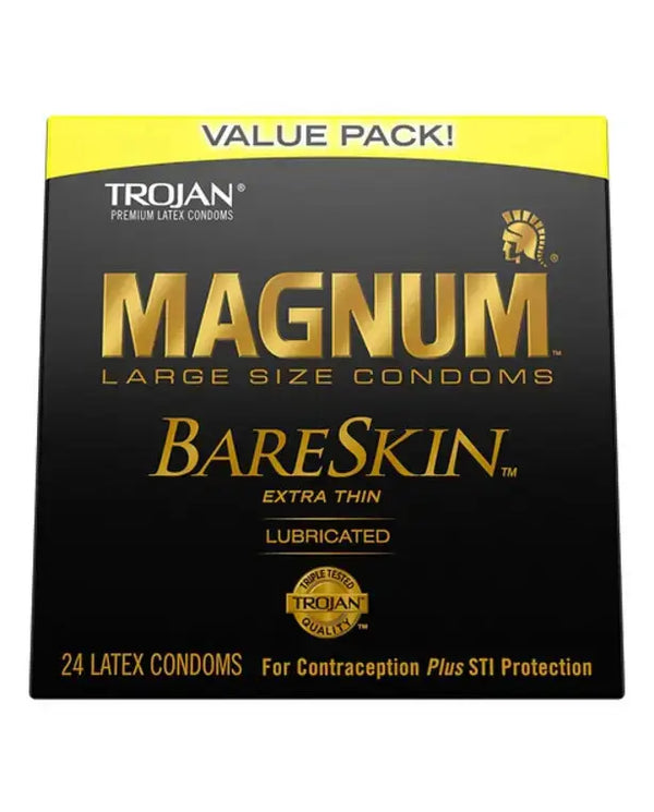 Magnum BareSkin Premium Large Condoms, Comfortable and Smooth Lubricated Condoms for Men, America's Number One Condom, 24 Count Value Pack
