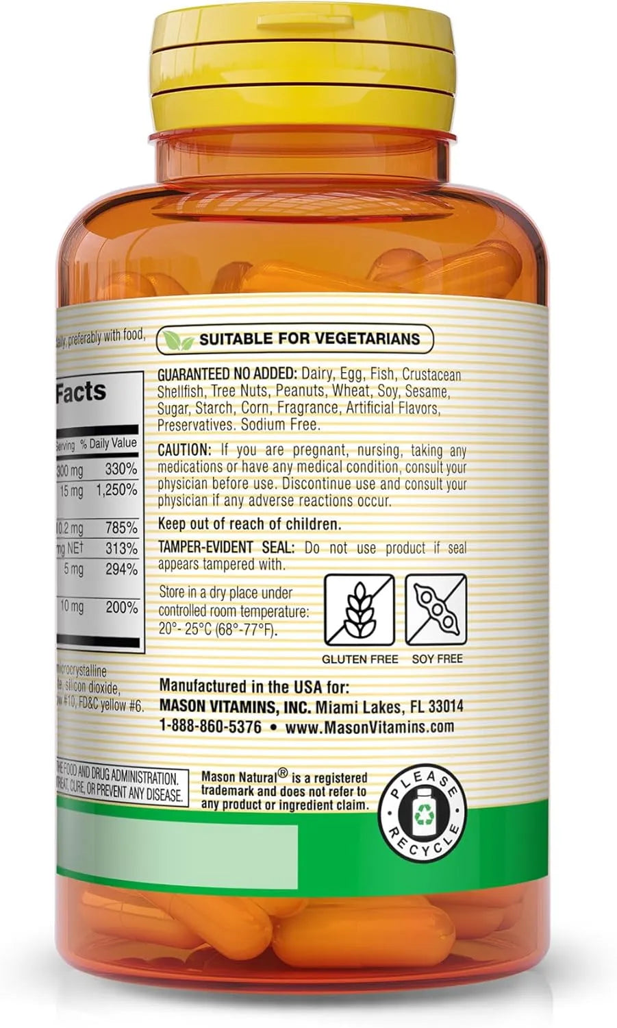 Mason Natural B-Complex with Vitamin C, 100 Capsules