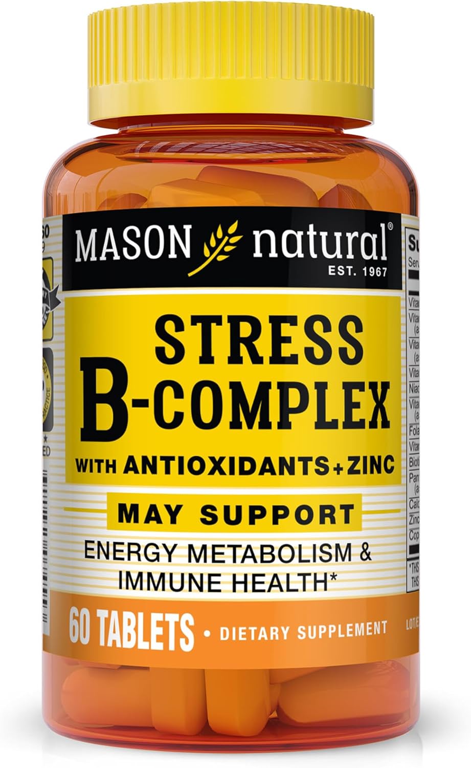 MASON NATURAL Stress B,Complex with Antioxidants + Zinc, 2 Month Supply, Dual Action Formula, Supports Immune Health, 1 Pack