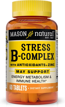 MASON NATURAL Stress B,Complex with Antioxidants + Zinc, 2 Month Supply, Dual Action Formula, Supports Immune Health, 1 Pack