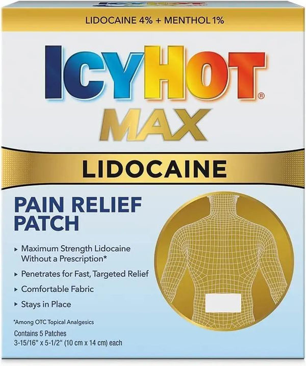 Max Strength Lidocaine Pain Relief Patch (5 Count) Penetrates for Fast, Targeted Relief
