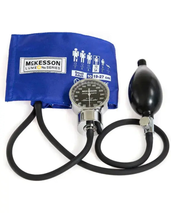 McKesson LUMEON Professional Aneroid Sphygmomanometer, Blood Pressure with Cuff, Pocket Size, Royal Blue, Adult Small, 1 Count
