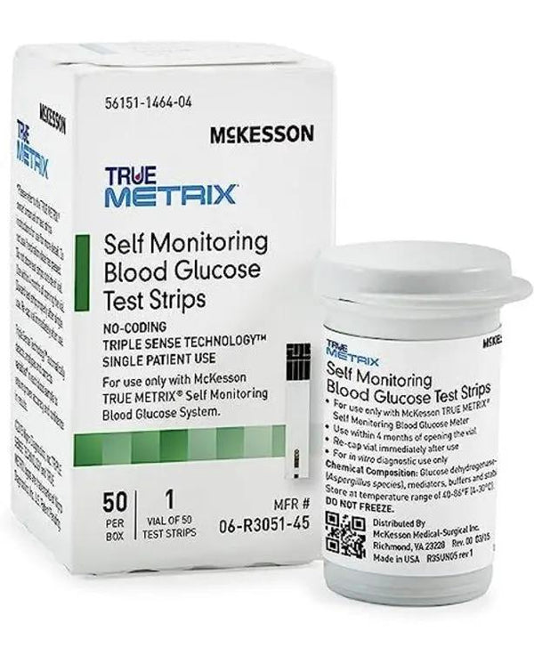 McKesson TRUE METRIX Self-Monitoring Blood Glucose Test Strips, 50 Strips, 1 Pack
