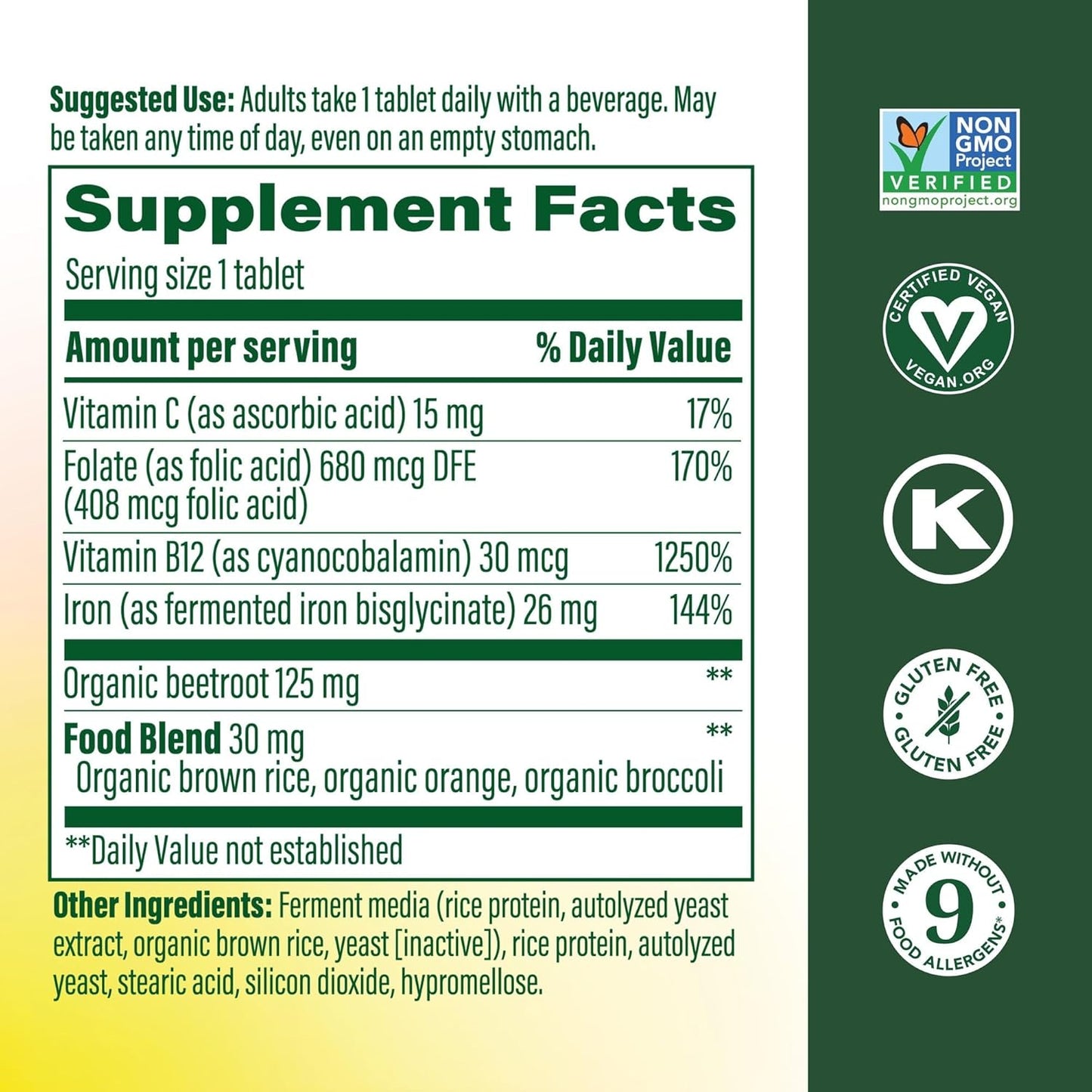 MegaFood Blood Builder Iron Supplement for Women & Men