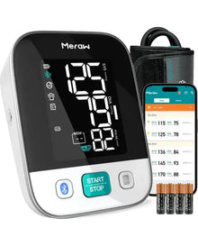 Meraw Bluetooth Blood Pressure Machine, High Accuracy Blood Pressure Cuff Arm 8.7-16.5' with Irregular Heartbeat Monitoring, Unlimited Memories in APP, 4 AAA Batteries
