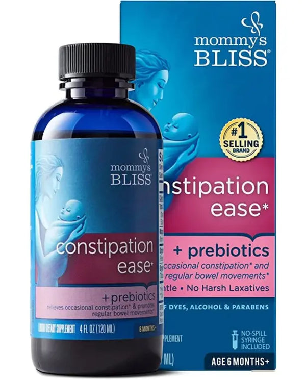 Mommy's Bliss Constipation Ease + Prebiotics, Relieves Occasional Constipation, Gentle & Safe, No Harsh Laxatives, 4 Fl Oz Bottle (Pack of 1)
