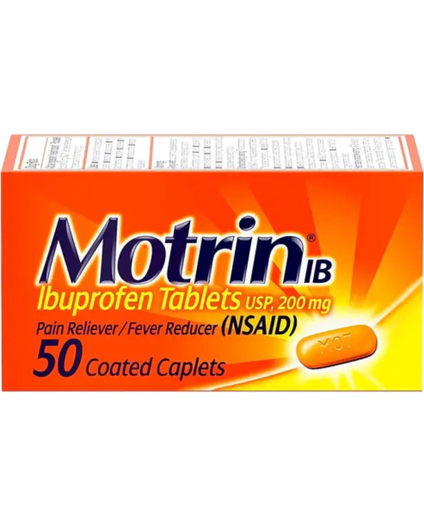 Motrin Ibuprofen 200mg Tablets for Fever, Muscle Aches, Headache & Backache, 50 ct
