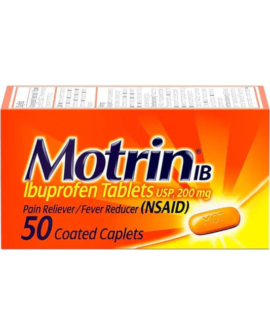 Motrin Ibuprofen 200mg Tablets for Fever, Muscle Aches, Headache & Backache, 50 ct
