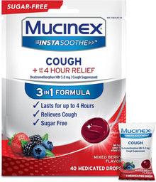 Mucinex Instasoothe Sugar Free Cough Drops, Mixed Berry Medicated Cough Drops, 40ct