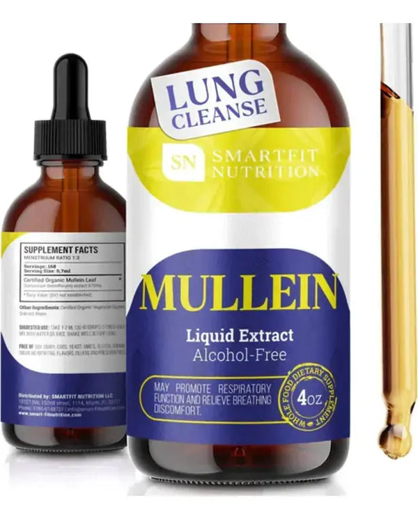Mullein - Mullein Leaf Extract - Lung Cleanse - Mullein Drops - Organic Mullein Supplement for Respiratory System Support & Healthy Mucous Membranes - Verbascum Densiflorum for Quit Smoking Aid - 4 oz
