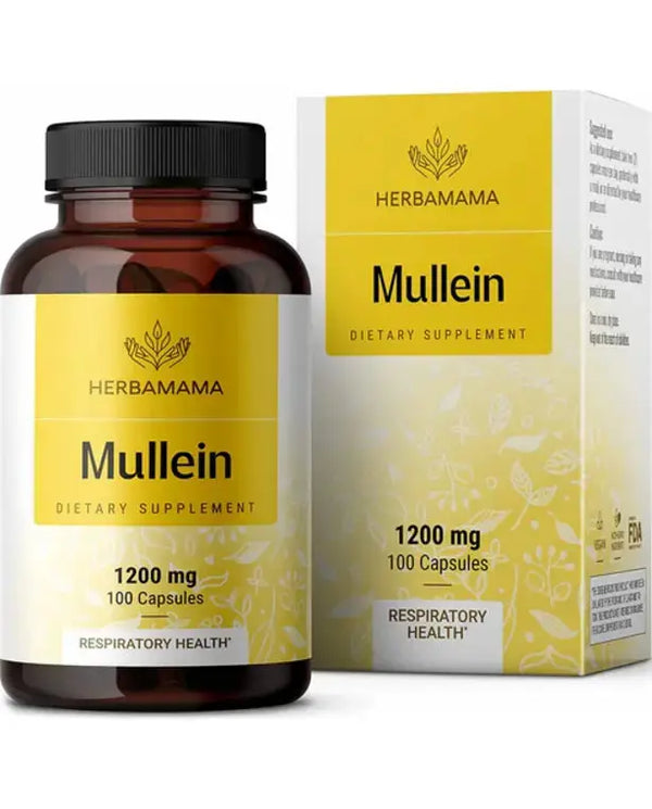 Mullein Leaf Capsules - Lung Cleanse - Respiratory Health - Organic Mullein Leaf Extract for Lung Detox - 1200mg 100 Vegan Caps
