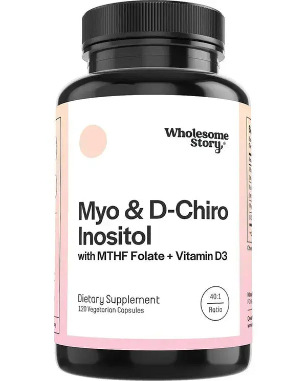 Myo-Inositol & D-Chiro Inositol Capsules with MTHF, Folate, Vitamin D| Support for Ovarian Function, Hormone Balance, & Homocysteine Levels | Fertility Supplements for Women | 40:1 Ratio
