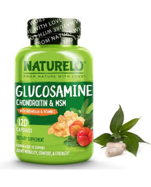 NATURELO Glucosamine Chondroitin MSM with Boswellia and Vitamin C - Joint Support Supplement - 120 Capsules
