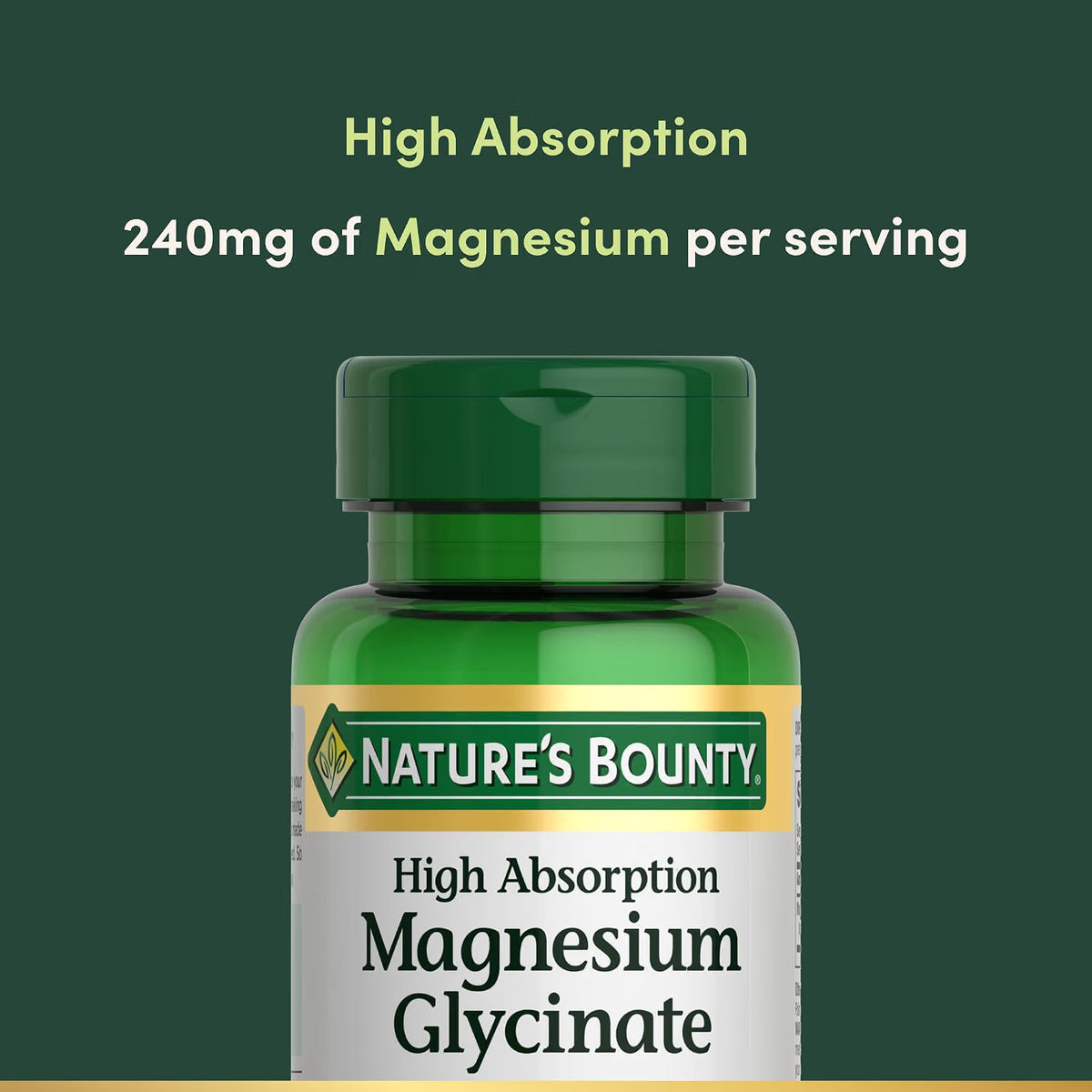 Nature’s Bounty High Absorption Magnesium Glycinate 240 mg Capsules, 120 ct