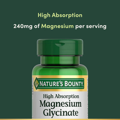 Nature’s Bounty High Absorption Magnesium Glycinate 240 mg Capsules, 120 ct