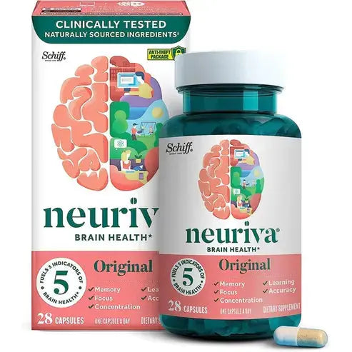 NEURIVA Original Decaffeinated Clinically Tested Nootropic Brain Supplement for Memory, Focus & Concentration, NeuroFactor & Phosphatidylserine, 28ct Capsules
