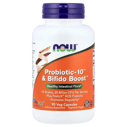 NOW Foods Probiotic-10 & Bifido Boost, 90 Veg Capsules