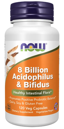 NOW Foods 8 Billion Acidophilus & Bifidus, 120 Veg Capsules