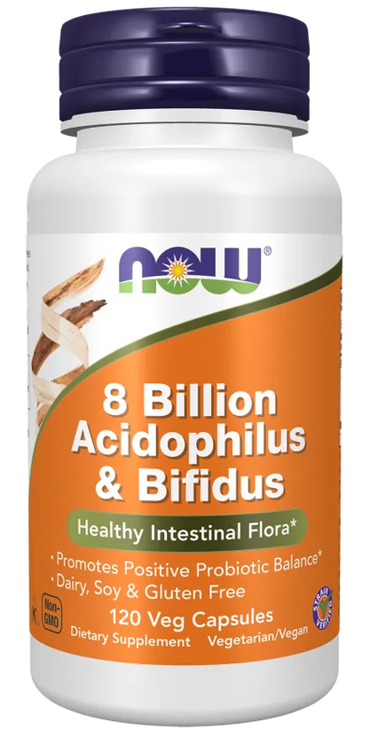 NOW Foods 8 Billion Acidophilus & Bifidus, 120 Veg Capsules