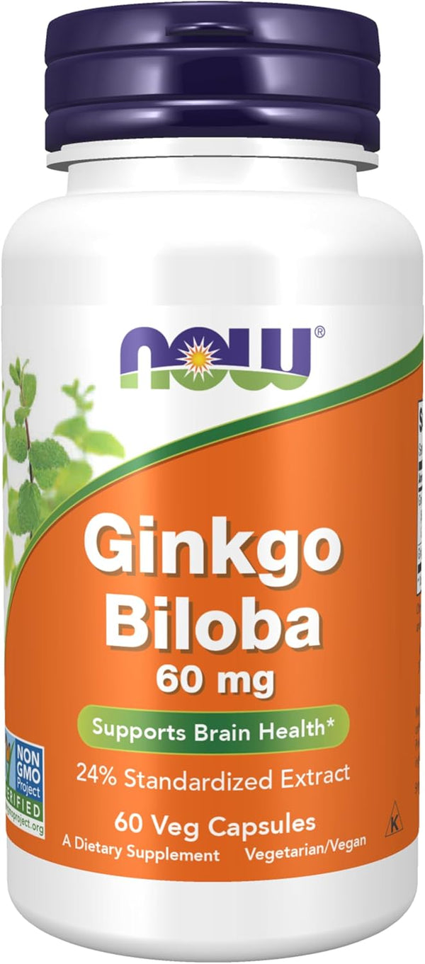 NOW Foods, Ginkgo Biloba, 60 mg, 60 Veg Capsules