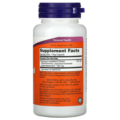 NOW Foods Resveratrol 350 mg, 60 Veg Capsules