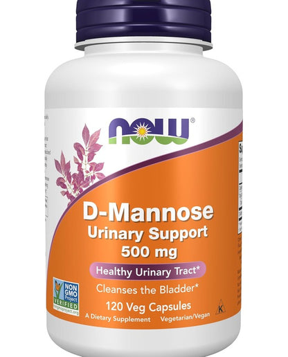 NOW Foods Supplements, D-Mannose 500 mg, Non-GMO Project
Verified, Healthy Urinary Tract*, 120 Veg Capsules