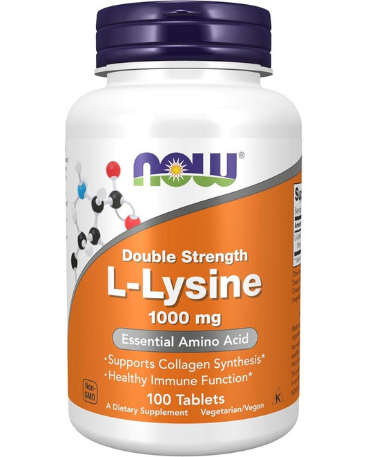 NOW Foods Supplements, (L-Lysine Hydrochloride) 1,000 mg, Double Strength, Amino Acid, 100 Tablets

