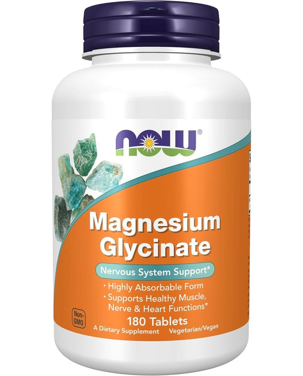 NOW Foods Supplements, Magnesium Glycinate
100 mg, Highly Absorbable Form, 180 Tablets
