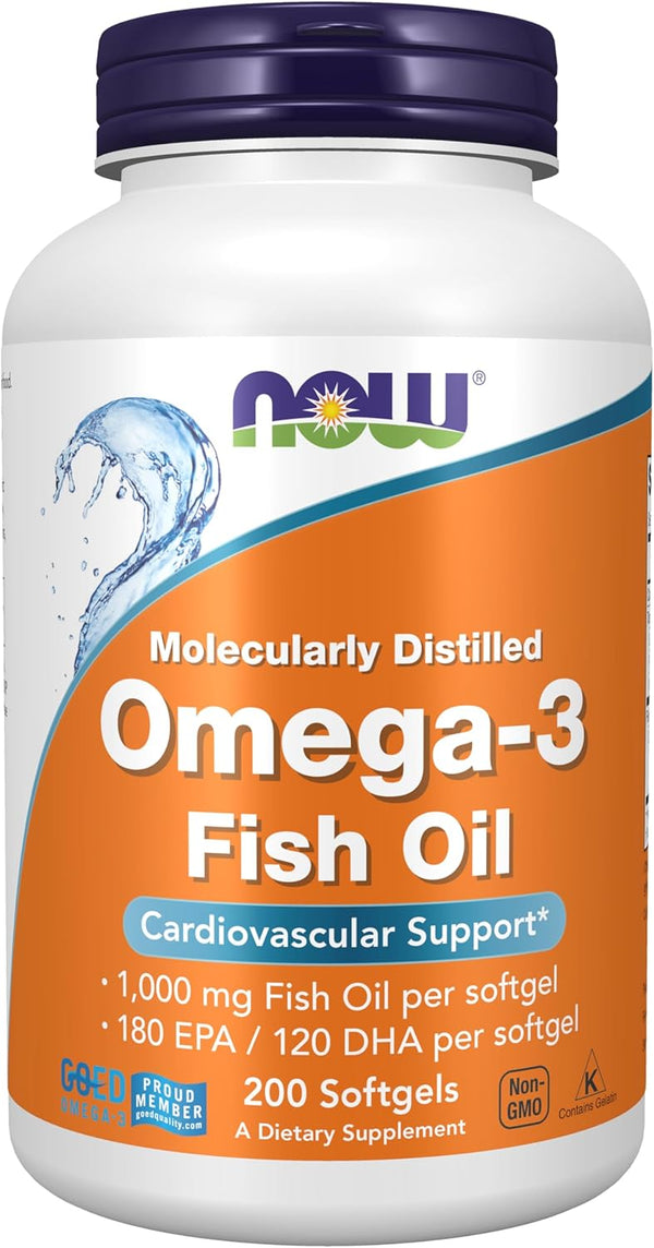 NOW Foods Supplements, Omega-3 180 EPA / 120 DHA, Molecularly Distilled, 200 Softgels