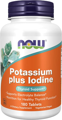 NOW Foods Supplements, Potassium plus Iodine, 180 Tablets