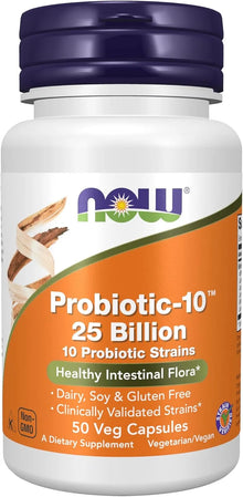 NOW Foods Supplements, Probiotic-10™, 25 Billion, with 10 Probiotic Strains, 50 Veg Capsules