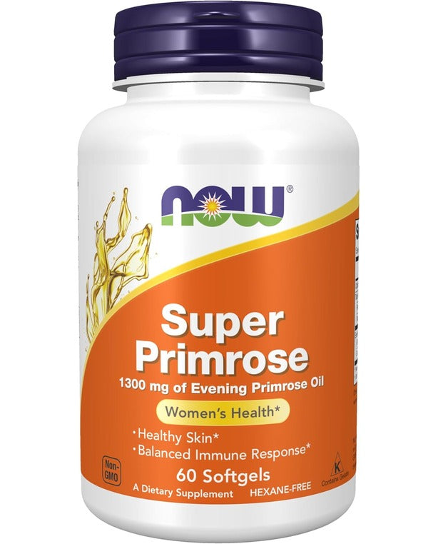 NOW Foods Supplements, Super Primrose 1300 mg with Naturally Occurring GLA, 60 Softgels