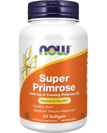 NOW Foods Supplements, Super Primrose 1300 mg with Naturally Occurring GLA, 60 Softgels