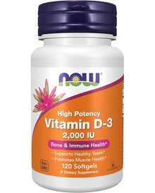 NOW Foods, Vitamin D-3, High Potency, 2,000 IU,
120 Softgels
