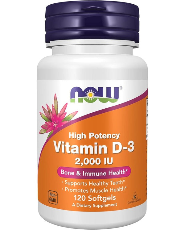 NOW Foods, Vitamin D-3, High Potency, 2,000 IU,
120 Softgels
